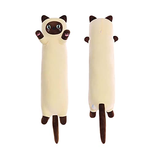 SNOWOLF Cartoon-Katze, weiches, langes Plüschkissen, Wurfkissen, Kätzchen, kuschelig, ausgestopft, niedlich, Plüschtier, Geschenk, Beige, 50 cm von SNOWOLF