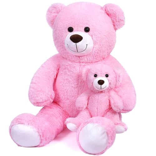 SNOWOLF FamilyBears Teddybär Große Plüsch Bär Kuscheltiere Spielzeug Teddybär Puppe für Kinder Freundin (Rosa, 39inch/100cm) von SNOWOLF