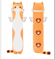SNOWOLF Katze Weiches Kissen Plüsch Long Schlafkissen Baumwolle Kätzchen Kissen Kuschelig Gefüllte Niedliche Plüschpuppe Spielzeug Geschenk Für Kinder Freundin (Pink, 90cm) von SNOWOLF