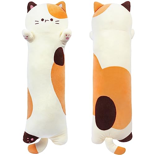 SNOWOLF Katze Weiches Kissen Plüsch Schlafkissen Baumwolle Kätzchen Kissen Kuschelig Gefüllte Nette Plüsch Puppe Spielzeug Geschenk Für Kinder Freundin (90cm) von SNOWOLF