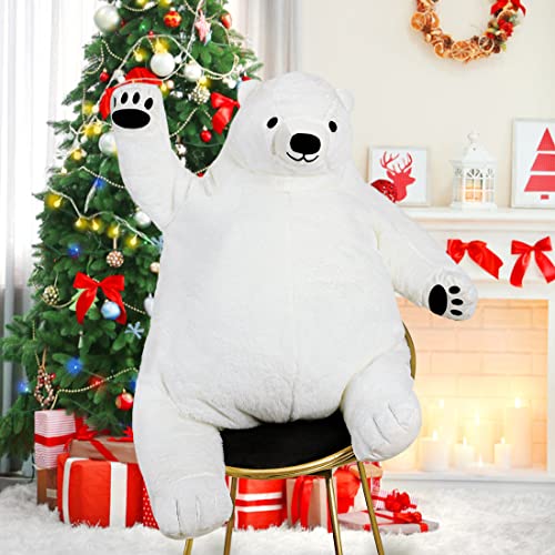 SNOWOLF Riesen Simulation 100cm Bär Spielzeug Gefüllte Tier Plüsch Puppe Riesige Kuschel Teddybär für Home Dekoration Valentinstag Geburtstagsgeschenk (100cm, weiß) von SNOWOLF