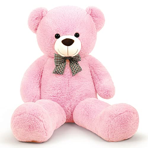 SNOWOLF 110cm Riesen XXL Teddybär Kuschelbär 110cm Weiches Spielzeug groß Plüschbär mit Schleife (1.1m, Rosa) von SNOWOLF