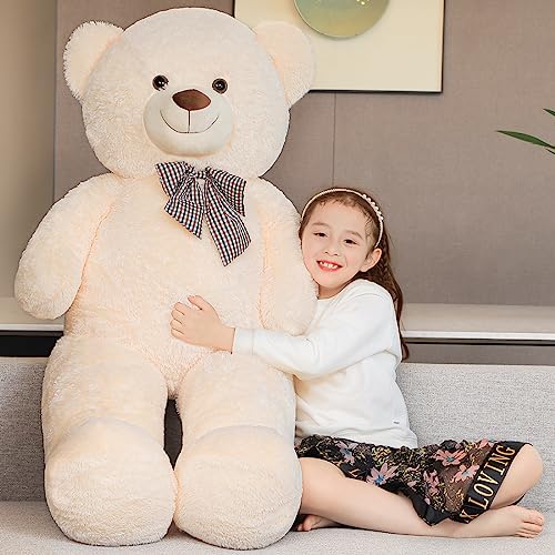 SNOWOLF Riesen XXXL Teddybär 145cm Riesen Weiches Spielzeug groß Stofftier Plüschtier Plüschbär Kuschelbär Teddy Bär Geschenk (1.4m, Beige) von SNOWOLF