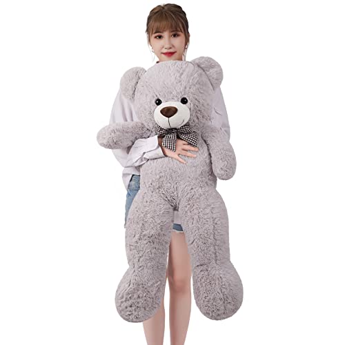 SNOWOLF XXL Teddybär 120cm Riesen Weiches Spielzeug groß Stofftier Plüschtier Plüschbär Kuschelbär Teddy Bär Geschenk (1.2m, Grau) von SNOWOLF