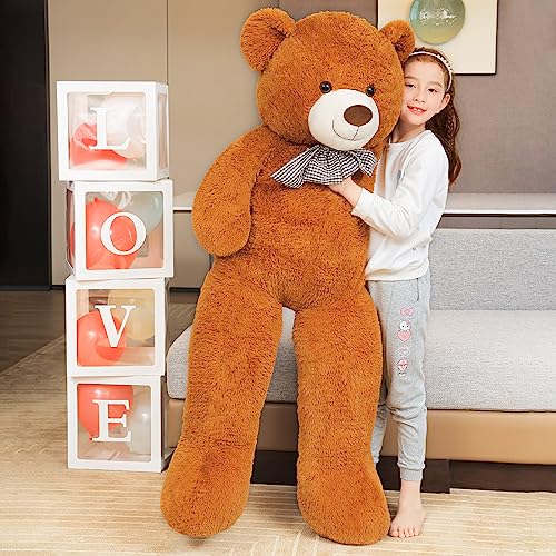 SNOWOLF Riesen XXXL Teddybär 145cm Riesen Weiches Spielzeug groß Stofftier Plüschtier Plüschbär Kuschelbär Teddy Bär Geschenk (1.4m, Dunkelbraun) von SNOWOLF
