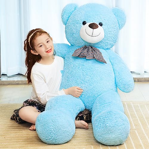 SNOWOLF Riesen XXXL Teddybär 145cm Riesen Weiches Spielzeug groß Stofftier Plüschtier Plüschbär Kuschelbär Teddy Bär Geschenk (1.4m, SkyBlue) von SNOWOLF