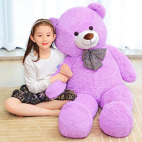 SNOWOLF Riesen XXXL Teddybär 145cm Riesen Weiches Spielzeug groß Stofftier Plüschtier Plüschbär Kuschelbär Teddy Bär Geschenk (1.4m, Violett) von SNOWOLF