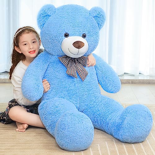 SNOWOLF Riesen XXXL Teddybär 145cm Riesen Weiches Spielzeug groß Stofftier Plüschtier Plüschbär Kuschelbär Teddy Bär Geschenk (1.4m, Blau) von SNOWOLF