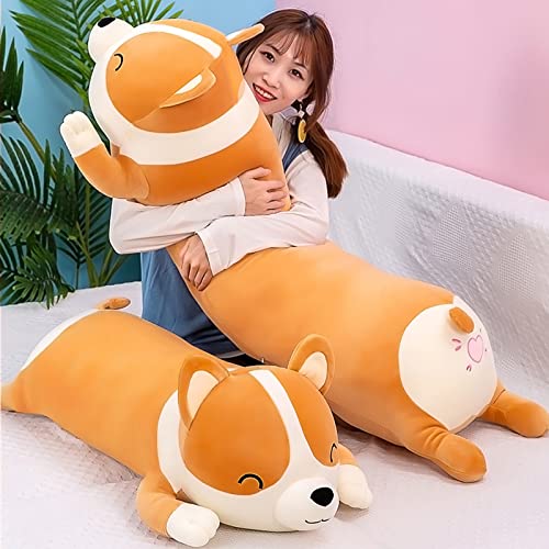 SNOWOLF Shiba Inu Plüschkissen, Plüschtier, Hund, süßer Corgi Akita, weiches Plüschtier, Komfortkissen, Geschenke für Mädchen und Jungen (Gelb, 58cm) von SNOWOLF