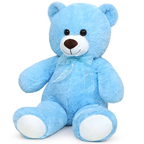 SNOWOLF Teddybär Plüsch Kuschelbär Plüschbär mit Knopfaugen Weiches Nette Bär Puppe Tier Spielzeug Geschenk für Kinder Jungen Mädchen am Geburtstag Weihnachten Valentinstag 40m, Blau von SNOWOLF