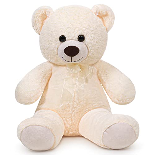 SNOWOLF Teddybär Plüsch Kuschelbär Plüschbär mit Knopfaugen Weiches Nette Bär Puppe Tier Spielzeug Geschenk für Kinder Jungen Mädchen am Geburtstag Weihnachten Valentinstag 40m, Creme von SNOWOLF