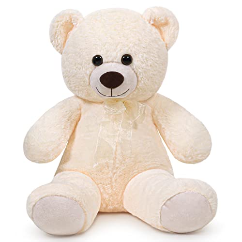 SNOWOLF Teddybär Plüsch Kuschelbär Plüschbär mit Knopfaugen Weiches Nette Bär Puppe Tier Spielzeug Geschenk für Kinder Jungen Mädchen am Geburtstag Weihnachten Valentinstag（40m, Creme） von SNOWOLF