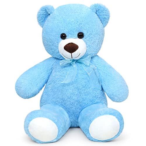 SNOWOLF Teddybär Plüsch Kuschelbär Plüschbär mit Knopfaugen Weiches Nette Bär Puppe Tier Spielzeug Geschenk für Kinder Jungen Mädchen am Geburtstag Weihnachten Valentinstag 60m, Blau von SNOWOLF