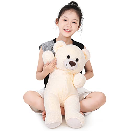 SNOWOLF Teddybär Plüsch Kuschelbär Plüschbär mit Knopfaugen Weiches Nette Bär Puppe Tier Spielzeug Geschenk für Kinder Jungen Mädchen am Geburtstag Weihnachten Valentinstag（60m, Creme） von SNOWOLF