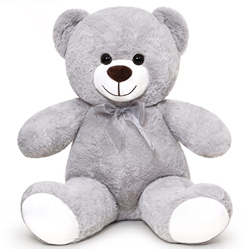 SNOWOLF Teddybär Plüsch Kuschelbär Plüschbär mit Knopfaugen Weiches Nette Bär Puppe Tier Spielzeug Geschenk für Kinder Jungen Mädchen am Geburtstag Weihnachten Valentinstag（60m, Grau） von SNOWOLF