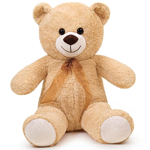SNOWOLF Teddybär Plüsch Kuschelbär Plüschbär mit Knopfaugen Weiches Nette Bär Puppe Tier Spielzeug Geschenk für Kinder Jungen Mädchen am Geburtstag Weihnachten Valentinstag（60m, Hellbraun） von SNOWOLF