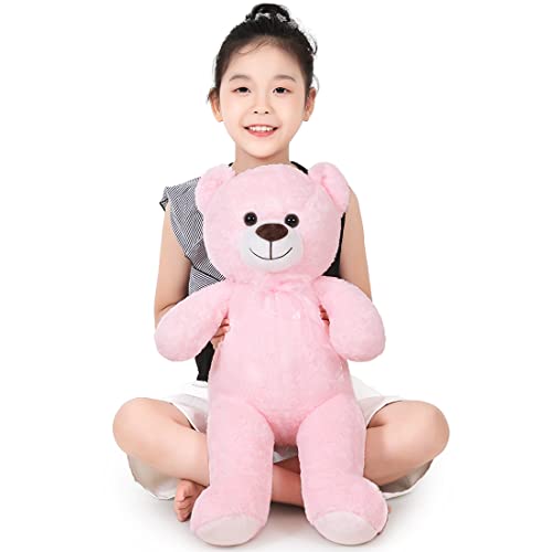 SNOWOLF Teddybär Plüsch Kuschelbär Plüschbär mit Knopfaugen Weiches Nette Bär Puppe Tier Spielzeug Geschenk für Kinder Jungen Mädchen am Geburtstag Weihnachten Valentinstag（60m, Rosa） von SNOWOLF