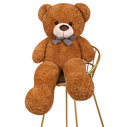 SNOWOLF XXL Teddybär 120cm Riesen Weiches Spielzeug groß Stofftier Plüschtier Plüschbär Kuschelbär Teddy Bär Geschenk (1.2m, Dunkelbraun) von SNOWOLF