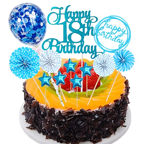 SNOWZAN 12 Stück Happy Birthday Tortendeko 18. Junge Glitzer Cake Topper 18. Geburtstag Junge Tortendeko 18. Geburtstagstorte Topper Glitzer Kuchendeko Kuchen Deko Blau mit Sternen KonfettiLuftballon SNOWZAN 12 Stück Happy Birthday Tortendeko 18. Junge Glitzer Cake Topper 18. Geburtstag Junge Tortendeko 18. Geburtstagstorte Topper Glitzer Kuchendeko Kuchen Deko Blau mit Sternen KonfettiLuftballon von SNOWZAN
