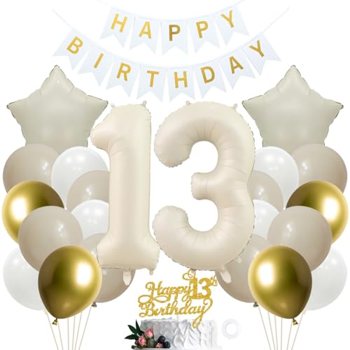 SNOWZAN 13 Geburtstag Deko Mädchen Weiß Gold Deko 13. Geburtstag Mädchen Junge Kuchen Topper Party Deko 13 Geburtstag Junge 13th Birthday Decorations 13 Geburtstag Deko für 13 Jahre Geburtstagsdeko SNOWZAN 13 Geburtstag Deko Mädchen Weiß Gold Deko 13. Geburtstag Mädchen Junge Kuchen Topper Party Deko 13 Geburtstag Junge 13th Birthday Decorations 13 Geburtstag Deko für 13 Jahre Geburtstagsdeko von SNOWZAN