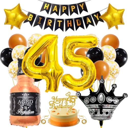 SNOWZAN 45 Geburtstag Deko Mann Frauen Schwarz Gold Party Deko 45 Geburtstag Männer Frauen Deko 45. Geburtstag Mann Geburtstagsdeko 45 Mann Happy Birthday Girlande Luftballon 45.geburtstag Mann Frau SNOWZAN 45 Geburtstag Deko Mann Frauen Schwarz Gold Party Deko 45 Geburtstag Männer Frauen Deko 45. Geburtstag Mann Geburtstagsdeko 45 Mann Happy Birthday Girlande Luftballon 45.geburtstag Mann Frau von SNOWZAN