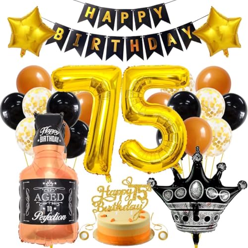 SNOWZAN 75 Geburtstag Deko Mann Frauen Schwarz Gold Party Deko 75 Geburtstag Männer Frauen Deko 75. Geburtstag Mann Geburtstagsdeko 75 Mann Happy Birthday Girlande Luftballon 75.geburtstag Mann Frau SNOWZAN 75 Geburtstag Deko Mann Frauen Schwarz Gold Party Deko 75 Geburtstag Männer Frauen Deko 75. Geburtstag Mann Geburtstagsdeko 75 Mann Happy Birthday Girlande Luftballon 75.geburtstag Mann Frau von SNOWZAN