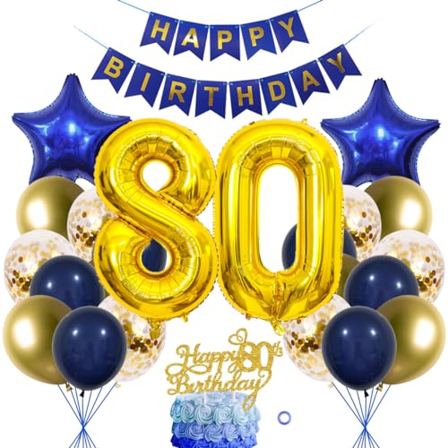 SNOWZAN 80. Geburtstag Dekorationen Blau Gold frauen Männer Deko 80 Geburtstag Männer 80 Jahre geburtstag Deko Luftballon 80. Geburtstag Luftballon Girlande 80 Jahre Geburtstagsdeko Tortendeko 80 Deko SNOWZAN 80. Geburtstag Dekorationen Blau Gold frauen Männer Deko 80 Geburtstag Männer 80 Jahre geburtstag Deko Luftballon 80. Geburtstag Luftballon Girlande 80 Jahre Geburtstagsdeko Tortendeko 80 Deko von SNOWZAN