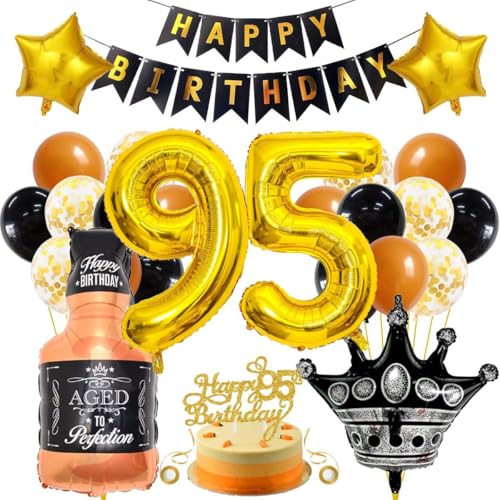 SNOWZAN 95 Geburtstag Deko Mann Frauen Schwarz Gold Party Deko 95 Geburtstag Männer Frauen Deko 95. Geburtstag Mann Geburtstagsdeko 95 Mann Happy Birthday Girlande Luftballon 95.geburtstag Mann Frau SNOWZAN 95 Geburtstag Deko Mann Frauen Schwarz Gold Party Deko 95 Geburtstag Männer Frauen Deko 95. Geburtstag Mann Geburtstagsdeko 95 Mann Happy Birthday Girlande Luftballon 95.geburtstag Mann Frau von SNOWZAN