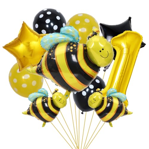 SNOWZAN Bienen Geburtstagsdeko 1. Geburtstag Mädchen Junge - Luftballons, Folienballon, Zahlen Ballon Zahl 1 - Gelb Deko für Kinder Bee Party SNOWZAN Bienen Geburtstagsdeko 1. Geburtstag Mädchen Junge - Luftballons, Folienballon, Zahlen Ballon Zahl 1 - Gelb Deko für Kinder Bee Party von SNOWZAN