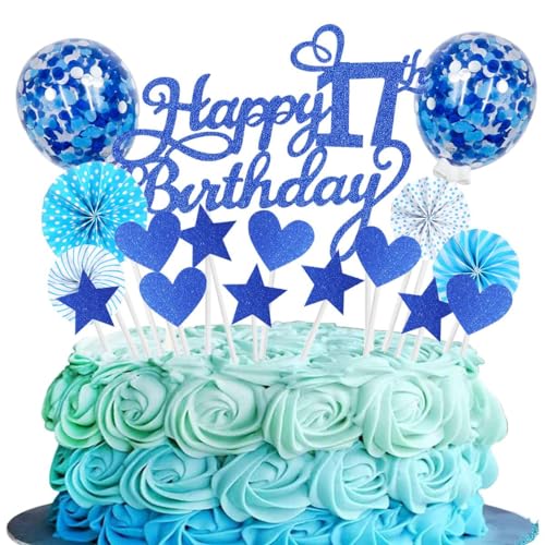 Tortendeko 17. Geburtstag NavyBlau für Mädchen und Jungen - Happy Birthday Glitter Cake Topper Kuchendeko - 17 Jahre Feier Tortendeko 17. Geburtstag NavyBlau für Mädchen und Jungen - Happy Birthday Glitter Cake Topper Kuchendeko - 17 Jahre Feier von SNOWZAN