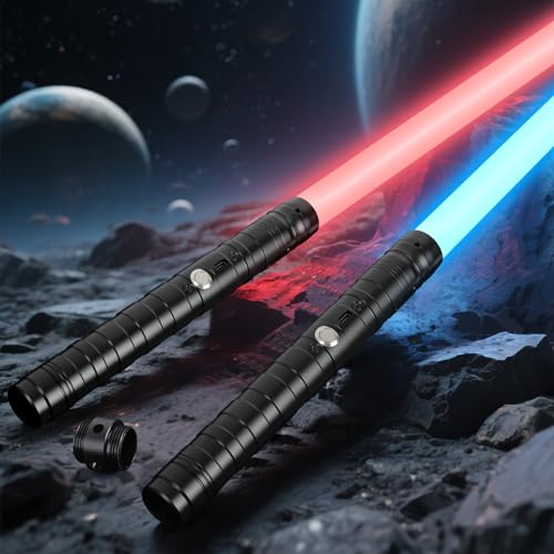 Laserschwert Kinder FX Lichtschwert, SOARFLY 15 Farben Laserschwert mit Metallgriff, 2-in-1 Lichtschwert Kinder Simulierter Filmkampf-Soundfonts, Silent Mode, Party, Geschenk, Cosplay von SOARFLY