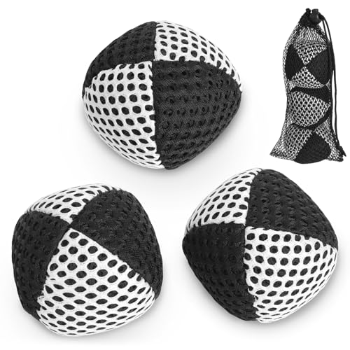 SOARFLY Jonglierbälle 3er Set für Jonglierbälle Kinder, Jonglierbälle Profi und Jonglierbälle Erwachsene 6.2cm Juggling Balls Dosenwerfen Jonglierset mit 2 Schichten Netz und Tragetasche von SOARFLY
