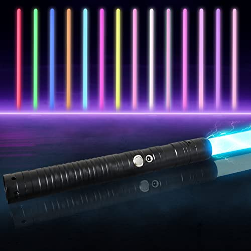 SOARFLY FX Lichtschwert, 14 Farben Lichtschwerter mit Metallgriff, Wiederaufladbar Laserschwert Erwachsene, Simulierter Filmkampf-Soundfonts, Party, Geschenk, Cosplay von SOARFLY