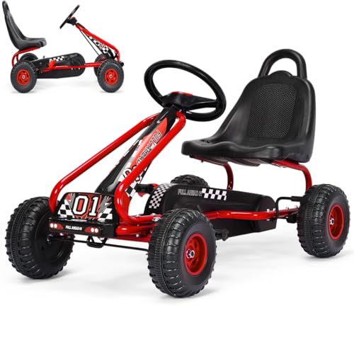 SOARS Gokart, Tretauto mit verstellbarem Sitz & Fußpedal, Go Kart mit Handbremse, Kinderspielfahrzeug Vorwärts- und Rückwärtsfunktion, Kinderfahrzeug bis 30 kg belastbar, für Kinder ab 3 Jahren (Rot) SOARS Gokart, Tretauto mit verstellbarem Sitz & Fußpedal, Go Kart mit Handbremse, Kinderspielfahrzeug Vorwärts- und Rückwärtsfunktion, Kinderfahrzeug bis 30 kg belastbar, für Kinder ab 3 Jahren (Rot) von SOARS