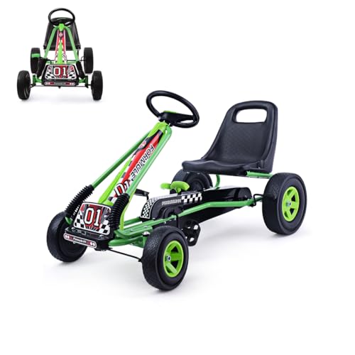 SOARS Kinderauto, Pedal-Gokart mit Sitzen verstellbar in 2 Positionen und 4 rutschfesten Rädern, Vorwärts- und Rückwärtsgang, maximale Belastung 30 kg, Geschenk für Kinder ab 3 Jahren (Grün, 101 x 61 SOARS Kinderauto, Pedal-Gokart mit Sitzen verstellbar in 2 Positionen und 4 rutschfesten Rädern, Vorwärts- und Rückwärtsgang, maximale Belastung 30 kg, Geschenk für Kinder ab 3 Jahren (Grün, 101 x 61 von SOARS