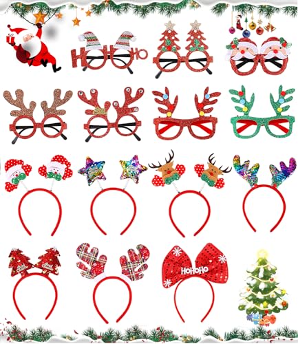 SOBEAU 14 Stück Brillen Haarreif Weihnachten,Weihnachtsbrillen Partybrillen Spassbrillen Weihnachten Rentier Kostüm Stirnbänder Tannenbaum & Weihnachtsmann Kopfbedeckung SOBEAU 14 Stück Brillen Haarreif Weihnachten,Weihnachtsbrillen Partybrillen Spassbrillen Weihnachten Rentier Kostüm Stirnbänder Tannenbaum & Weihnachtsmann Kopfbedeckung von SOBEAU