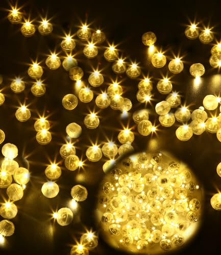 SOBEAU 150 Stück LED Ballons Lichter,Mini Led Ballonlichter Bunte Runde,LED-Ballon-blinkende Party lichter,Geeignet für Geburtstag, Hochzeit,Halloween, Weihnachten Dekoration (warmes Weiß) von SOBEAU