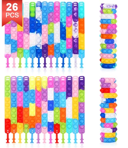 SOBEAU 26 Stück Popit Armband Set,Pop up Armband,Bubble Fidget Armband Spielzeug,Fidget Armband Birtyday Party Geschenke für Kinder Erwachsene SOBEAU 26 Stück Popit Armband Set,Pop up Armband,Bubble Fidget Armband Spielzeug,Fidget Armband Birtyday Party Geschenke für Kinder Erwachsene von SOBEAU
