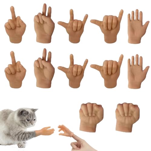 12pcs Mini Hands for Cats, Mini Hands for Cat Paws, Small Hands Finger Puppet Set, Tiny Hands, Mini Hands Rubber Funny Mini Hands, Prank Toy Magic Trick for Cat/Children von SOCLING