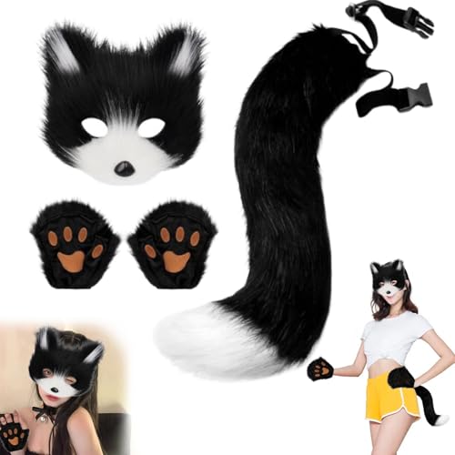 SOCLING Furry kostüm,Uchsschwanz Halloween Katze Maske Set,Furry Kostüm,Fuchs Kostüm Cosplay Kostüm Halloween,Fox Tail Cosplay,Halloween Fuchs Maske,Karneval Halloween Party Cosplay Kostüm Set SOCLING Furry kostüm,Uchsschwanz Halloween Katze Maske Set,Furry Kostüm,Fuchs Kostüm Cosplay Kostüm Halloween,Fox Tail Cosplay,Halloween Fuchs Maske,Karneval Halloween Party Cosplay Kostüm Set von SOCLING
