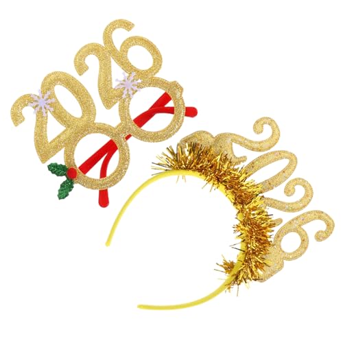 SOESFOUFU 1 Set Silvesterparty-stirnband Und Brille: Bequeme Partybrille Mit Haarspange – Silvesterfeiern, Urlaubsfoto-requisiten von SOESFOUFU