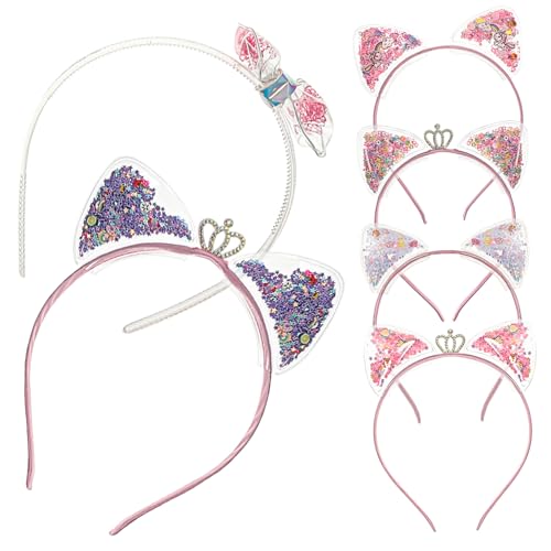 SOESFOUFU 6stücke Katzenohren Haarreif Für Mädchen Glitzer Stirnbänder Als Party-accessoires Kreative Haarschmuck Für Kindergeburtstag Und Kostümpartys Für Cosplay Und Festliche von SOESFOUFU
