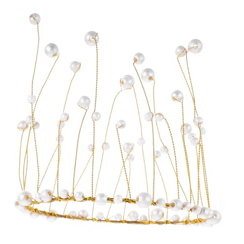 SOESFOUFU Dekoration für Torten Handgemachte Perlenkrone Gold für Geburtstags und Hochzeitsfeiern Stilvolles Cake Topper Zubehör von SOESFOUFU