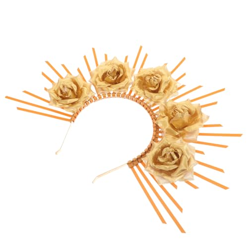 SOESFOUFU Göttinnen Stirnband mit Goldfarbenem Blumenmotiv Robustes Kunststoff Haarband Dekoratives Festzubehör für Damen Geeignet für Fotoshootings Partys und Karneval von SOESFOUFU