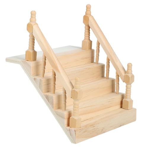SOESFOUFU Mini Handlauftreppe Miniaturmöbel Miniatur Holzmöbel Mini Treppenmodell Mini Hauszubehör Mini Haustreppe Mini Möbelzubehör Miniaturtreppe Mini Treppe von SOESFOUFU