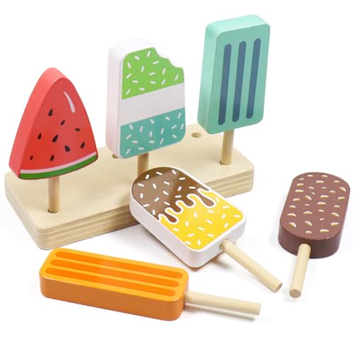 Eisdiele Kinder Holz Eiscreme Spielzeug, EIS am Stiel Holzspielzeug, EIS Spielzeug für Kinder, Kaufladen Zubehör Spielküche Rollenspiele für Kind Mädchen Jungen 3 4 5 6 Jahren Montessori Spielzeug Eisdiele Kinder Holz Eiscreme Spielzeug, EIS am Stiel Holzspielzeug, EIS Spielzeug für Kinder, Kaufladen Zubehör Spielküche Rollenspiele für Kind Mädchen Jungen 3 4 5 6 Jahren Montessori Spielzeug von SOETDERT