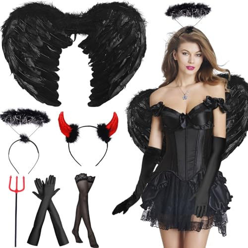 Engelsflügel Schwarz, Teufel Kostüm Schwarz Engel Kostüm Damen, Schwarzer Engel Kostüm Damen, Engel Teufel Flügel Kostüm für Damen Mädchen Kinder, Halloween Kostüm Damen Karneval Cosplay Engelsflügel Schwarz, Teufel Kostüm Schwarz Engel Kostüm Damen, Schwarzer Engel Kostüm Damen, Engel Teufel Flügel Kostüm für Damen Mädchen Kinder, Halloween Kostüm Damen Karneval Cosplay von SOETDERT