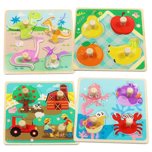 Holzpuzzle 1 Jahr, Steckpuzzle Holz ab 1 2 3 Jahr, Meerestiere Bauernhof Holzpuzzle, Greifpuzzle Kinder, Montessori Spielzeug Holzspielzeug Baby Kinder Geburtstag Geschenk Jungen Mädchen von SOETDERT