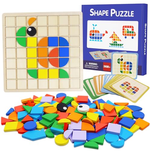 Mosaik Holzpuzzle, 150PCS Steckspiel Tangram Kinder Puzzle, Montessori Spielzeug ab 3 4 5 6 Jahre, Geometrische Formen Puzzle Bausteine, Sensorische Feinmotorik Konzentrationsspiele Lernspiele Mosaik Holzpuzzle, 150PCS Steckspiel Tangram Kinder Puzzle, Montessori Spielzeug ab 3 4 5 6 Jahre, Geometrische Formen Puzzle Bausteine, Sensorische Feinmotorik Konzentrationsspiele Lernspiele von SOETDERT