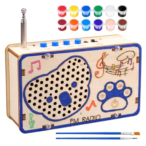 Radio Bausatz, DIY Kits Radio Holzbausatz Lackierbares, Elektronik Baukasten, FM-Rundfunk‌ Experimente Wissenschaft für Kinder, STEM-Spielzeug für Alter 8-12 Jahre, Koala-Muster von SOETDERT